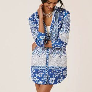 Printed v- neck button front shirtdress - NWT - Antrhropologie